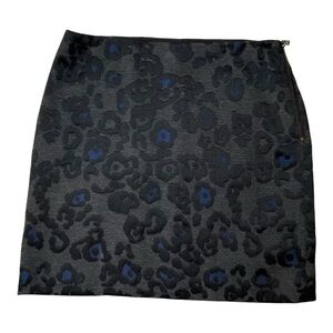 Ann Taylor Black and Blue Patterned Mini Skirt